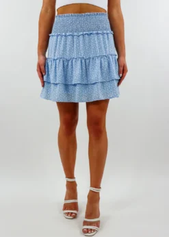 Le Lis All To Me Skirt ★ Baby Blue Floral Bottoms