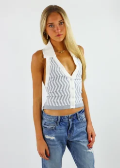 Love & Harmony Zig Zag Sweater Tank ★ Grey Tops