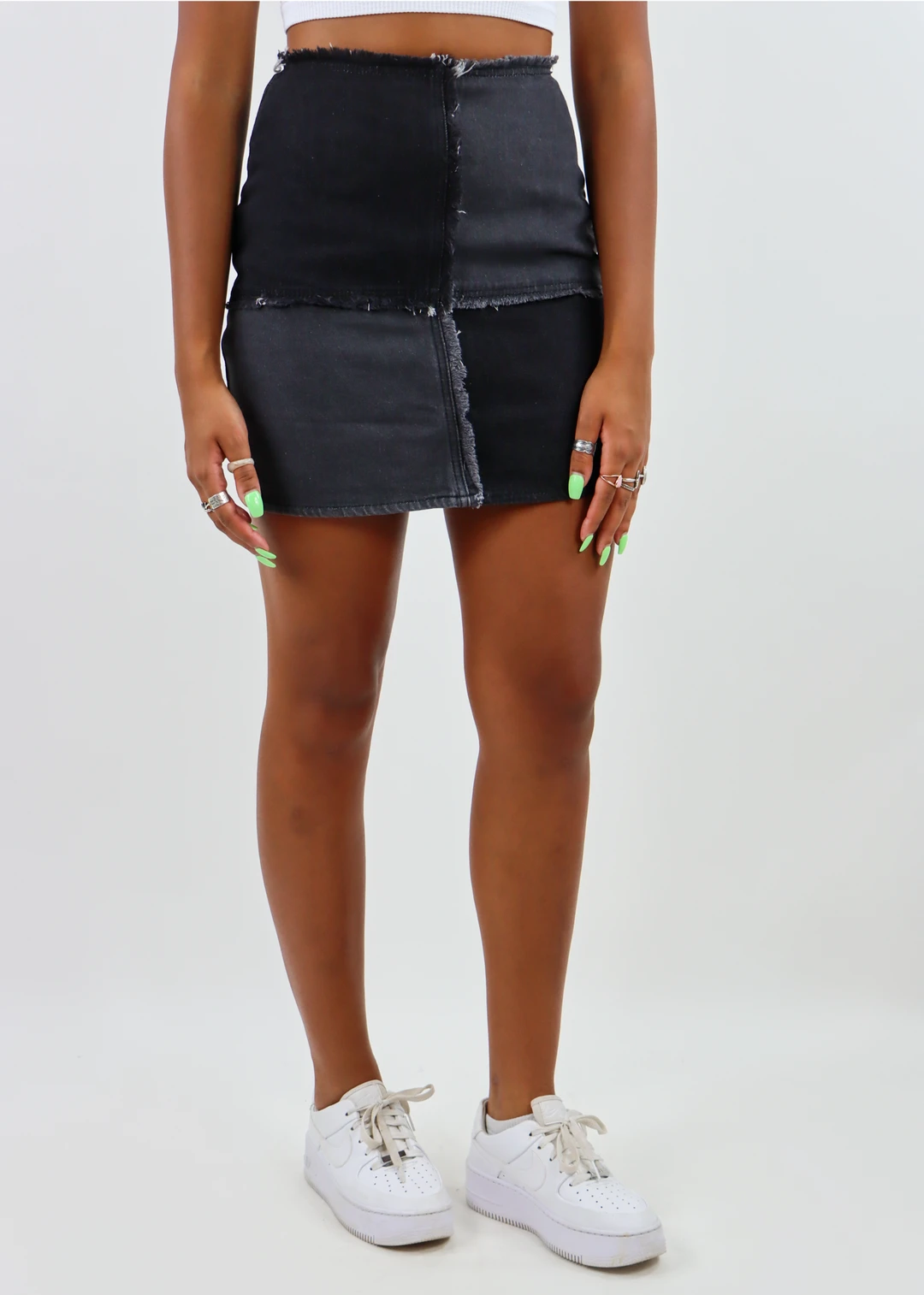 Blue Blush Love On Top Skirt ★ Black Denim Color Block Bottoms 4 Blue Blush Love On Top Skirt ★ Black Denim Color Block Bottoms