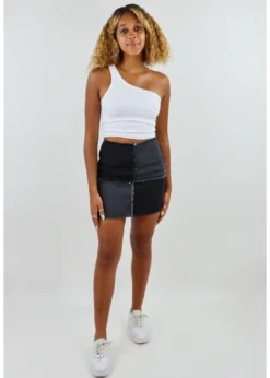 Blue Blush Love On Top Skirt ★ Black Denim Color Block Bottoms 9 Blue Blush Love On Top Skirt ★ Black Denim Color Block Bottoms