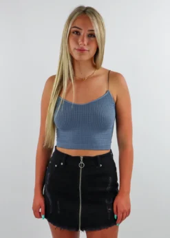 NIKIBIKI Dreamer Waffle Tank ★ Dusty Blue