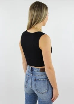 NIKIBIKI Tops Take The Plunge V-Neck Crop Top ★ Black