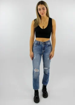 NIKIBIKI Tops Take The Plunge V-Neck Crop Top ★ Black