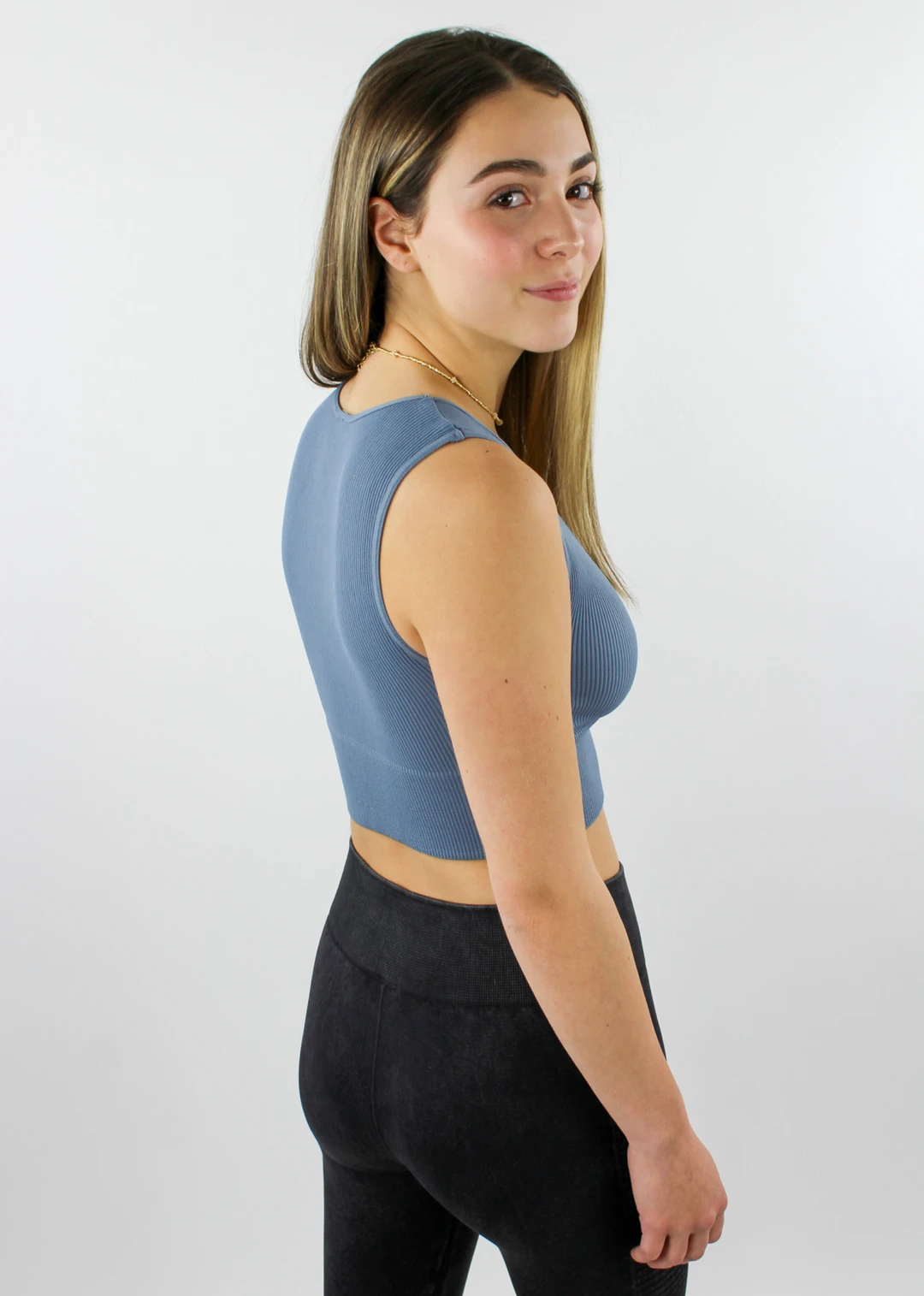 NIKIBIKI Take The Plunge V-Neck Crop Top ★ Dusty Blue Tops 5 NIKIBIKI Take The Plunge V-Neck Crop Top ★ Dusty Blue Tops