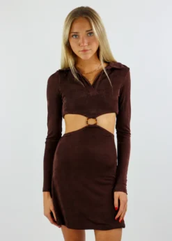 Pepper Mayo Broken Promises Long Sleeve Dress ★ Brown Dresses