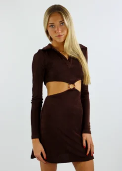 Pepper Mayo Broken Promises Long Sleeve Dress ★ Brown Dresses