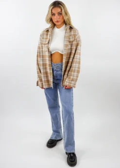 Pepper Mayo Panama Plaid Shacket ★ Camel Tops 14 Pepper Mayo Panama Plaid Shacket ★ Camel Tops