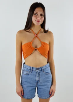 Pepper Mayo Tops Beautiful Stranger Halter Top ★ Neon Orange