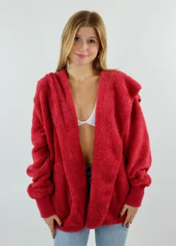 Hem & Thread Best Sellers Fuzzy Jacket ★ Red