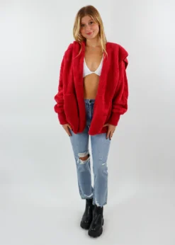 Hem & Thread Best Sellers Fuzzy Jacket ★ Red