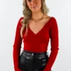 Project Social T Sale Hot Girl Wrap Long Sleeve Sweater ★ Red