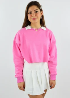 Rock N Rags Signature Cropped Crewneck Sweatshirt ★ Hot Pink