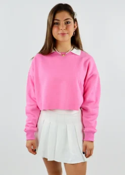 Rock N Rags Signature Cropped Crewneck Sweatshirt ★ Hot Pink