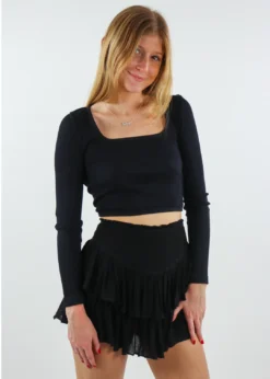 NIKIBIKI Simple Times Long Sleeve Top ★ Black Seamless Tops