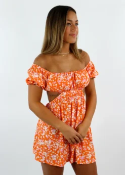 Sky To Moon Newness Simple Romance Dress ★ Orange