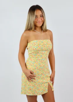Sky To Moon Fine Wine Dress ★ Yellow Floral