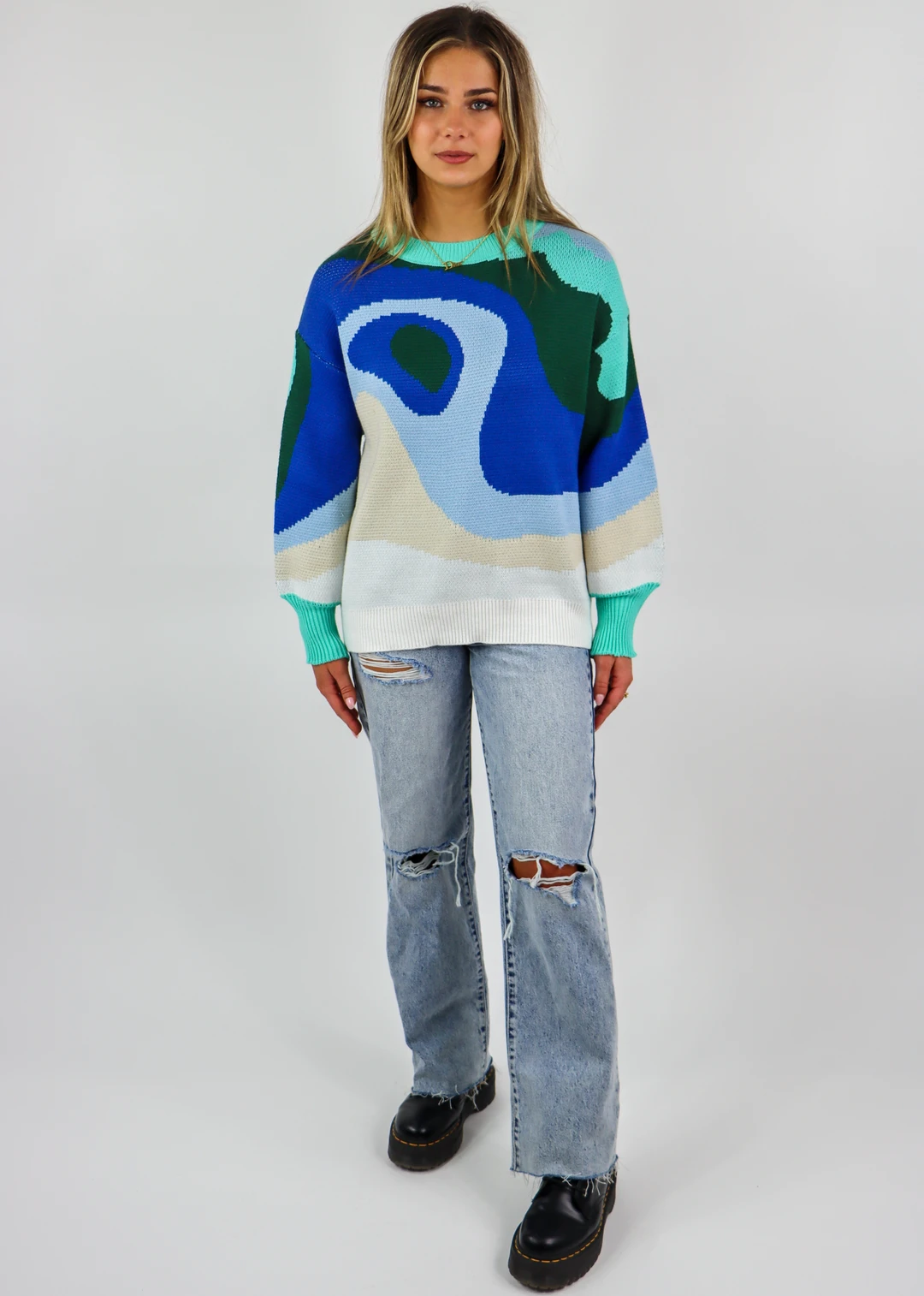 Pretty Garbage Tops Blue World Sweater ★ Multi Color 6 Pretty Garbage Tops Blue World Sweater ★ Multi Color