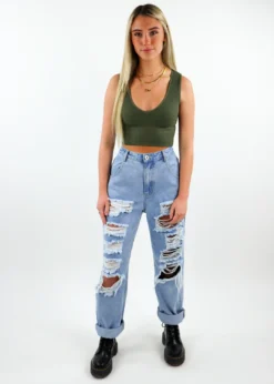 NIKIBIKI Take The Plunge V-Neck Crop Top ★ Olive Best Sellers