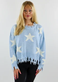 Rock N Rags Tops Starstruck Sweater ★ Baby Blue