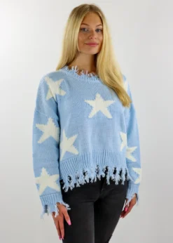 Rock N Rags Tops Starstruck Sweater ★ Baby Blue