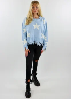 Rock N Rags Tops Starstruck Sweater ★ Baby Blue