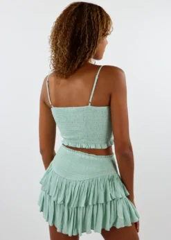 Rock N Rags Sunshine Daydream Smocked Tank ★ Sage Best Sellers