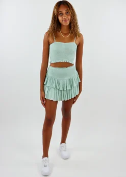 Rock N Rags Sunshine Daydream Smocked Tank ★ Sage Best Sellers