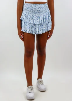 Rock N Rags Sunshine Daydream Skirt ★ White & Blue Floral