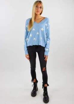 Rock N Rags Best Sellers The Sweet Life Sweater ★ Baby Blue With Stars