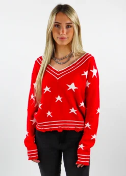 Rock N Rags The Sweet Life Sweater ★ Red With Stars Best Sellers