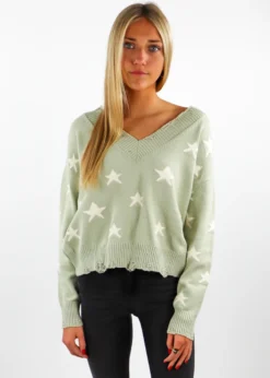 Rock N Rags The Sweet Life Sweater ★ Sage With Stars Shop By Brand