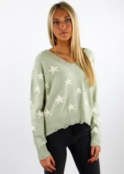 Rock N Rags The Sweet Life Sweater ★ Sage With Stars Shop By Brand