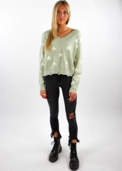 Rock N Rags The Sweet Life Sweater ★ Sage With Stars Shop By Brand