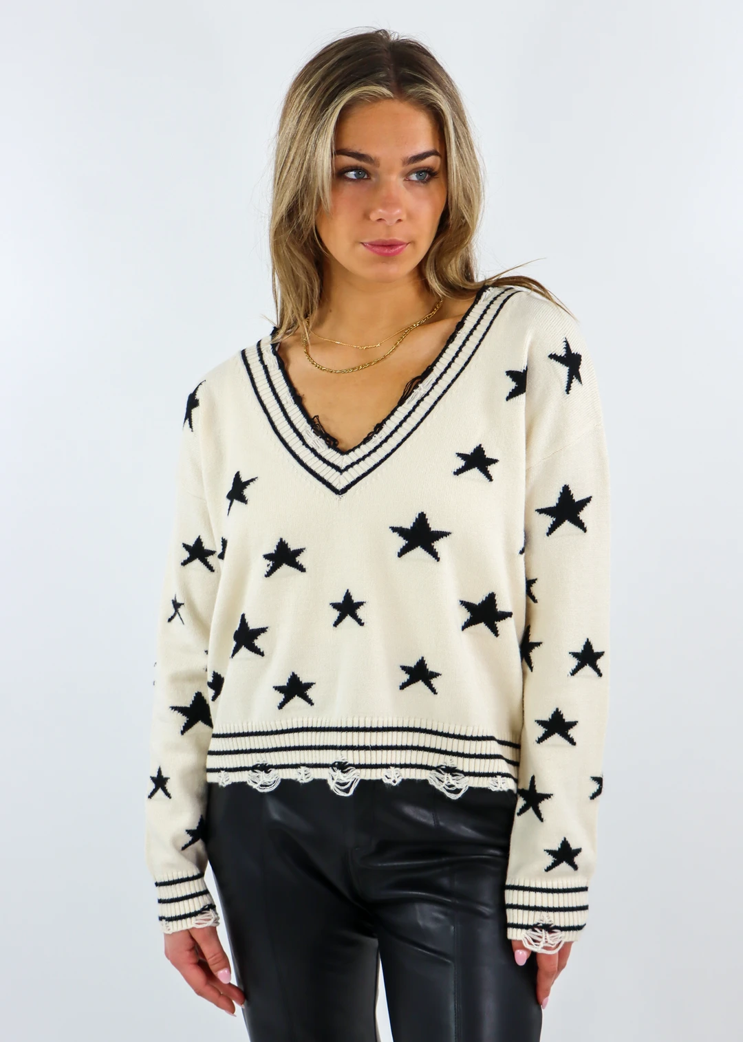 Rock N Rags The Sweet Life Sweater ★ Cream With Black Stars 3 Rock N Rags The Sweet Life Sweater ★ Cream With Black Stars
