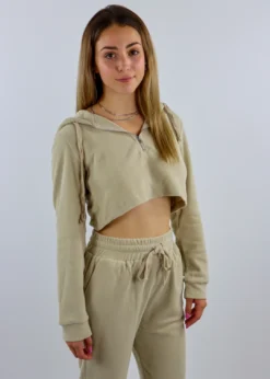 Tic Toc Tops Couch Potato Cropped Hoodie ★ Beige