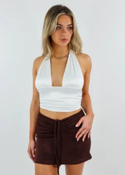 Tic Toc Take Me Dancing Halter Top ★ White Tops
