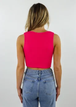 NIKIBIKI Take The Plunge V-Neck Crop Top ★ Hot Pink