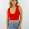 NIKIBIKI Take The Plunge V-Neck Crop Top ★ Red