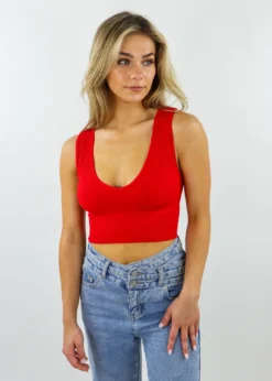 NIKIBIKI Take The Plunge V-Neck Crop Top ★ Red