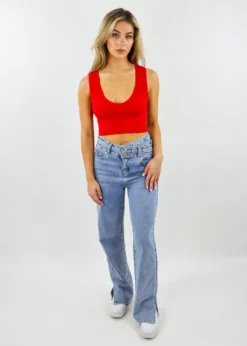 NIKIBIKI Take The Plunge V-Neck Crop Top ★ Red