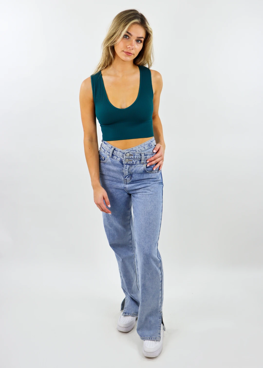 NIKIBIKI Tops Take The Plunge V-Neck Crop Top ★ Teal 5 NIKIBIKI Tops Take The Plunge V-Neck Crop Top ★ Teal