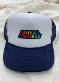 Kova Trucker Hat ★ Social Anxiety Patch On Navy Accessories