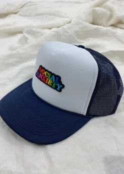 Kova Trucker Hat ★ Social Anxiety Patch On Navy Accessories
