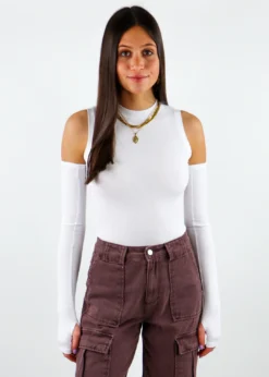 The Kript Mischief Maker Long Sleeve Bodysuit ★ White Tops