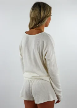 Trendnotes Sets Stay Home Club Henley Shorts Set ★ White