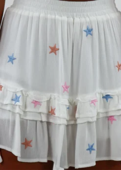 Storia Dancing In The Moonlight Skirt ★ White With Rainbow Stars Best Sellers