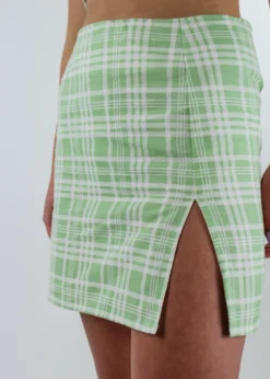 Motel Clueless Slit Skirt ★ Green Plaid Bottoms 17 Motel Clueless Slit Skirt ★ Green Plaid Bottoms