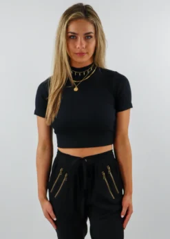 Rock N Rags All Me Short Sleeve Crop Top ★ Black