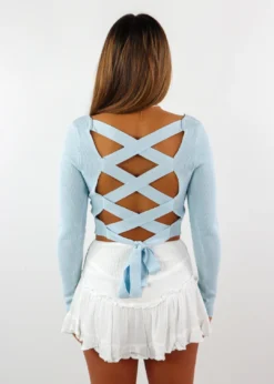 Blue Blush Newness Back To You Long Sleeve ★ Light Blue
