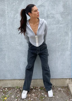 Stevenella Best You Ever Had Cropped Corset Hoodie ★ Grey Crop Tops